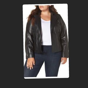 Halogen (Nordstrom) Black Leather Moto Racer Jacket